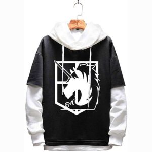 Anime Attack on Titan Jacket Coat Eren Jaeger Graphic Black white stitching Hoodie Cosplay Unisex