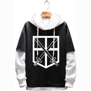 Anime Attack on Titan Jacket Coat Eren Jaeger Graphic Black white stitching Hoodie Cosplay Unisex