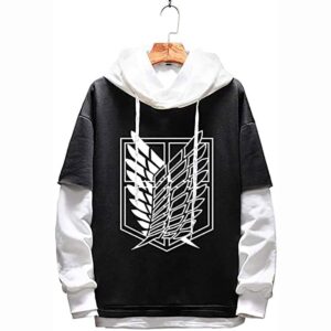 Anime Attack on Titan Jacket Coat Eren Jaeger Graphic Black white stitching Hoodie Cosplay Unisex