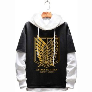 Anime Attack on Titan Jacket Coat Eren Jaeger Graphic Black white stitching Hoodie Cosplay Unisex