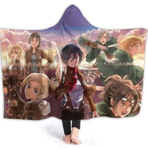 Anime Attack On Titan Throw Wearable Hooded Blanket