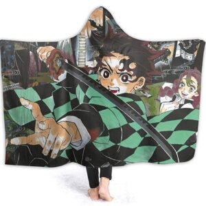 Anime Demon Slayer Fleece Blanket - Flannel Hooded Blanket