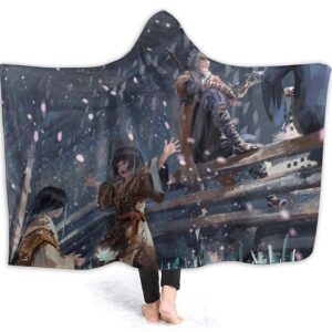 Anime Demon Slayer Fleece Flannel Hooded Blankets