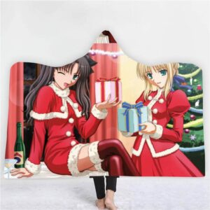 Anime Fate Stay Night 3D Printing Fleece Hooded Blanket
