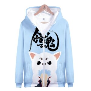 Anime Gintama 3D Sakata Gintoki Zipper Hoodie Sweatshirt