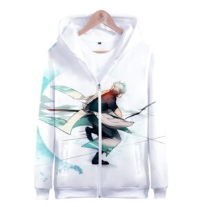 Anime Gintama 3D Sakata Gintoki Zipper Hoodie Sweatshirt