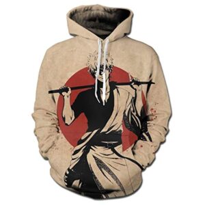 Anime Gintama Hoodies - 3D Long Sleeve Hooded Pullover Sweatshirt with Pockets