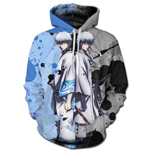 Anime Gintama Hoodies - 3D Long Sleeve Hooded Pullover Sweatshirt with Pockets