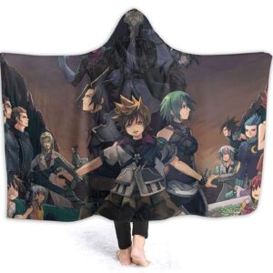 Anime Kingdom Hearts Pilling Proof Flannel Hooded Blanket
