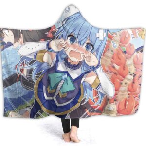 Anime Konosuba Fleece Flannel Hooded Blanket