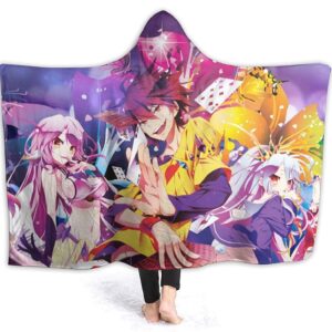 Anime No Game No Life Hooded Blanket - Printed Fleece Flannel Blanket