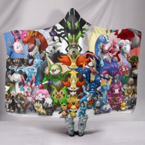 Anime Pokemon Hooded Blanket - Team Together Blanket