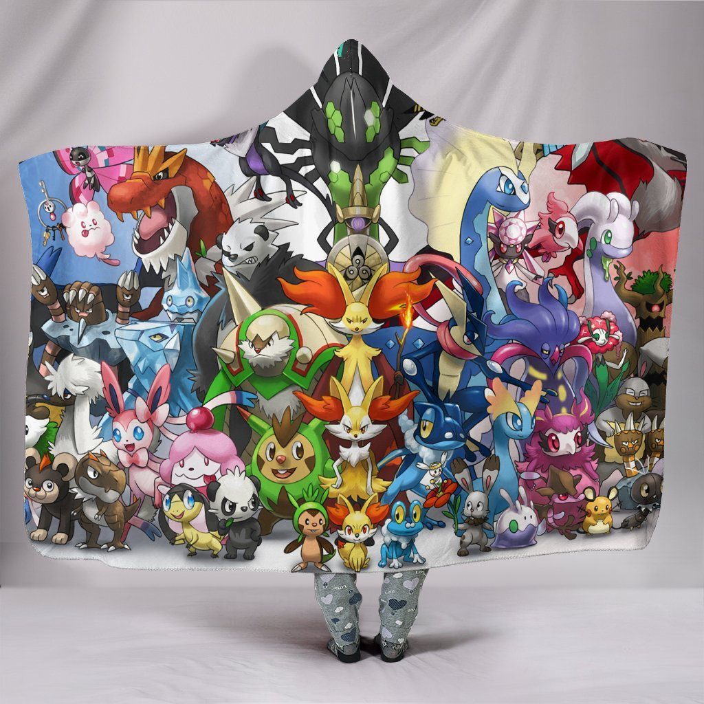 Anime Pokemon Hooded Blanket - Team Together Blanket