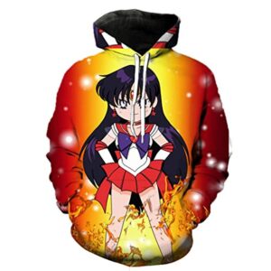 Anime Sailor Moon Hoodie - Sailor Mars 3D Print Pullover Hoodie