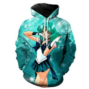 Anime Sailor Moon Hoodie - Sailor Neptune Kaiou Michiru 3D Print Pullover Hoodie