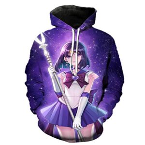 Anime Sailor Moon Hoodie - Sailor Saturn 3D Print Pullover Hoodie