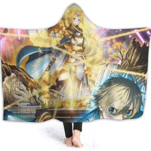 Anime Sword Art Online Hooded Blanket - Printed Fleece Flannel Blanket