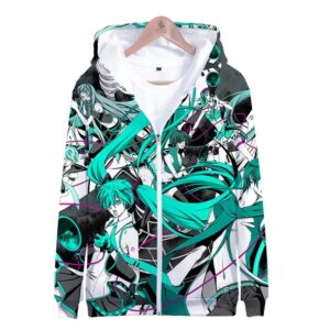 Anime Vocaloid 3D Print Hoodie - Hatsune Miku Sweatshirt Zipper Jacket