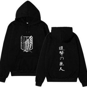 Attack on Titan Hoodie Unisex Wings of Freedom Print Cotton Cozy Anime Cosplay Pullovers Tops Hooded Sweatshirts