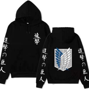 Attack on Titan Hoodie Unisex Wings of Freedom Print Cotton Cozy Anime Cosplay Pullovers Tops Hooded Sweatshirts