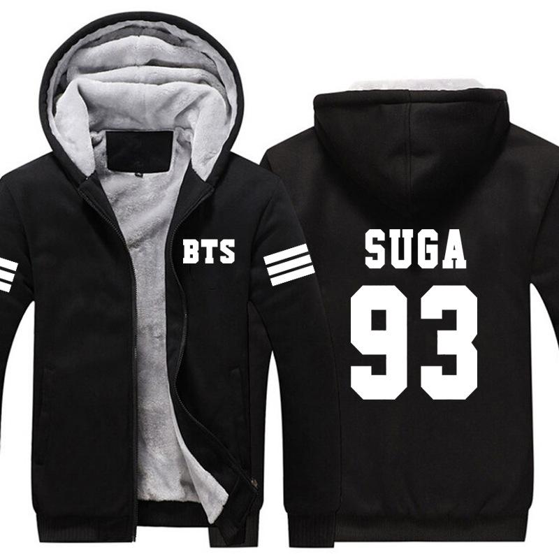 BTS Jackets - Solid Color BTS SUGA Super Cool White 93 Fleece Jacket - Image 3