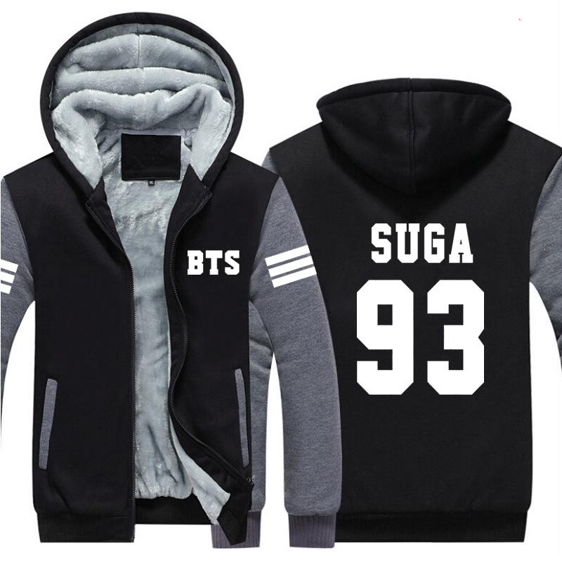 BTS Jackets - Solid Color BTS SUGA Super Cool White 93 Fleece Jacket - Image 4