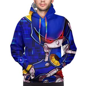 Cartoon Games Sonic Hoodie - 3D Print Unisex Metal Sonic Pullover Hoodie Navy Blue