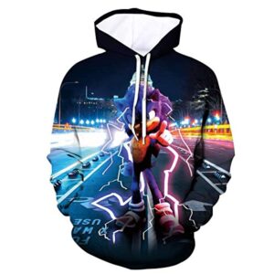 Cartoon Games Sonic Hoodie - Electric Sonic 3D Print Unisex Pullover Hoodie for Teens