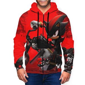 Cartoon Games Sonic Hoodie - Shadow the Hedgehog Red 3D Print Zip Up Hoodie