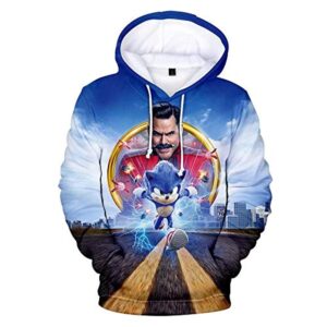 Cartoon Games Sonic Hoodie - Sonic the Hedgehog 3D Print Pullover Hooded Sweatshirt