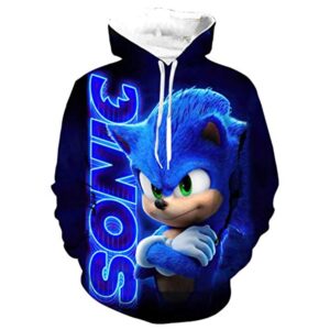 Cartoon Games Sonic Hoodie - Sonic the Hedgehog 3D Print Pullover Hooded Sweatshirt