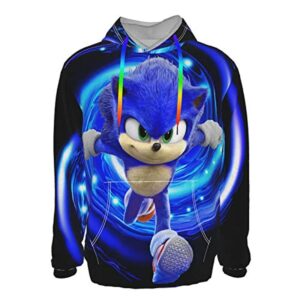 Cartoon Games Sonic Hoodie - Sonic the Hedgehog 3D Print Pullover Hooded Sweatshirt