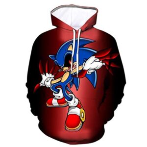 Cartoon Games Sonic Hoodie - Sonic the Hedgehog 3D Print Pullover Hoodie