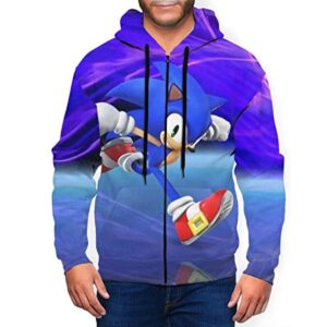 Cartoon Games Sonic Hoodie - Sonic the Hedgehog 3D Print Purple Zip Up Hooded Sweatshirt