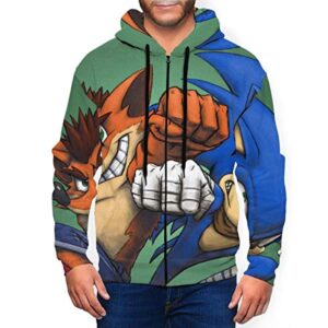 Cartoon Games Sonic Hoodie - Sonic the Hedgehog 3D Print Zip Up Hooded Sweatshirt