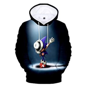 Cartoon Games Sonic Hoodie - Sonic the Hedgehog Black 3D Print Pullover Hooded Sweatshirt