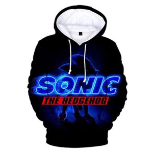 Cartoon Games Sonic Hoodie - Sonic the Hedgehog Black 3D Print Pullover Hooded Sweatshirt