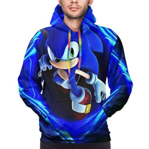 Cartoon Games Sonic Hoodie - Sonic the Hedgehog Dark Blue 3D Print Pullover Hooded Sweatshirt