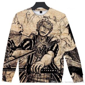 Cartoon One Piece Luffy 3D Print Sweatshirts- Loose Casual Long Sleeve Tops