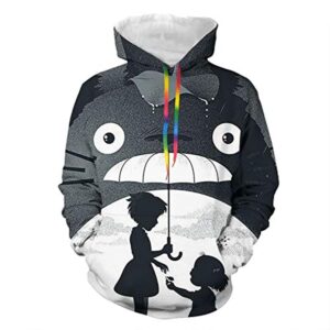 Cartoon Totoro Hoodie - Unisex 3D Print Hooded Pullover Sweatershirt