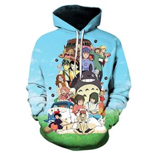 Cartoon Totoro Hoodie - Unisex 3D Print Hooded Pullover Sweatershirt
