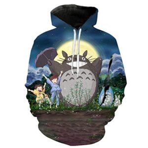 Cartoon Totoro Hoodie - Unisex 3D Print Hooded Pullover Sweatershirt
