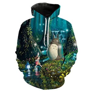 Cartoon Totoro Hoodie - Unisex 3D Print Hooded Pullover Sweatershirt