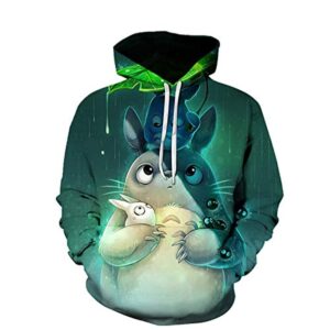 Cartoon Totoro Hoodie - Unisex 3D Print Hooded Pullover Sweatershirt