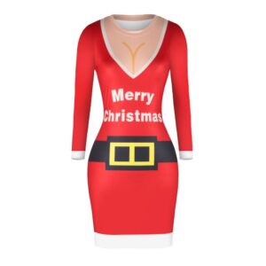 Christmas Dresses - Knee-Length Merry Xmas Bodycon Dress