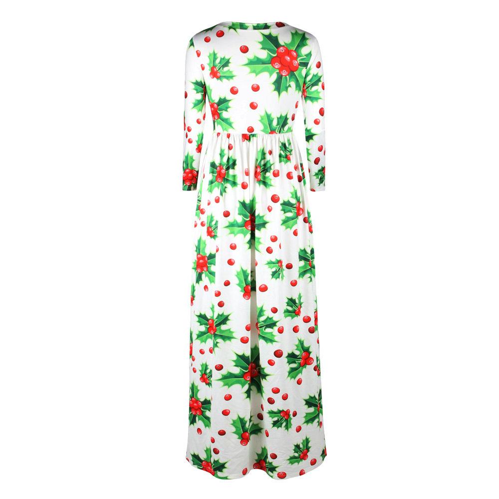 Christmas Dresses - Long Sleeves Cherry Printed Dress - Image 3