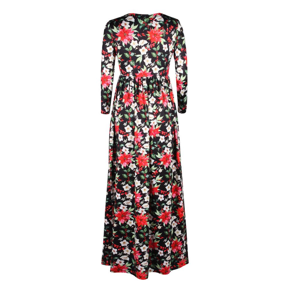 Christmas Dresses - Long Sleeves Printed Dress - Image 3