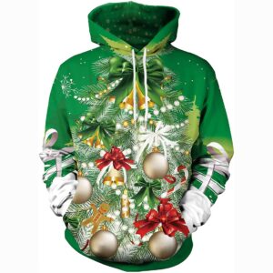 Christmas Hoodies - Funny 3D Print Ribbons Balls Bells Pullover Hoodie