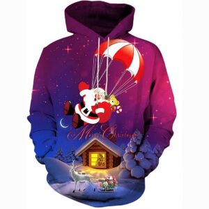 Christmas Hoodies - Funny Flying Santa Pullover Hoodie