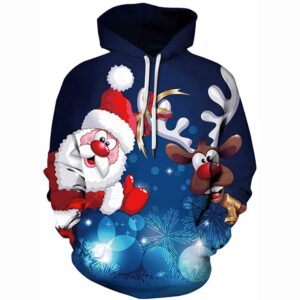 Christmas Hoodies - Funny Santa Reindeer 3D Print Pullover Hoodie